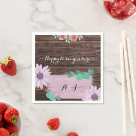 Guardanapo De Papel Floral de madeira russa Casamento MONOGRAM Napkins