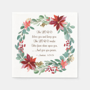Guardanapo De Papel Floral de Natal O Senhor Abençoa Você Bíblia Ve