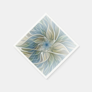 Guardanapo De Papel Floral Dream Pattern Abstrato Blue Khaki Fractal
