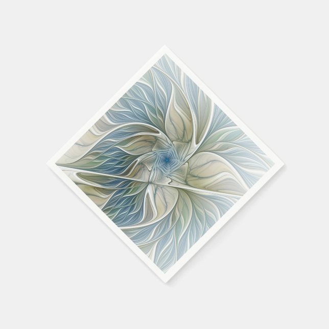 Guardanapo De Papel Floral Dream Pattern Abstrato Blue Khaki Fractal (Canto)