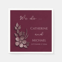 Guardanapo De Papel Floral e Borgonha Dourada do Elegante Moderno