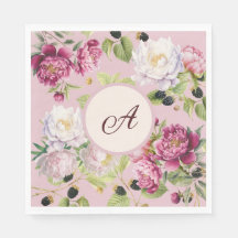 Floral e Dot Monograma Napkin