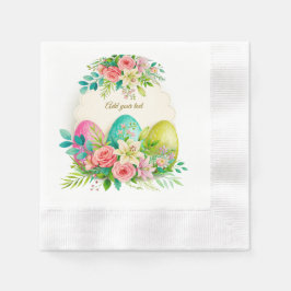 Guardanapo De Papel Floral Easter Eggs & Watercolor Pink Roses