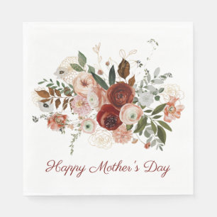 Guardanapo De Papel Floral Elegante Rosa-Rosa-Blush de Dia de as mães