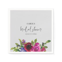 Guardanapo de papel floral em aquarela cinza pérol