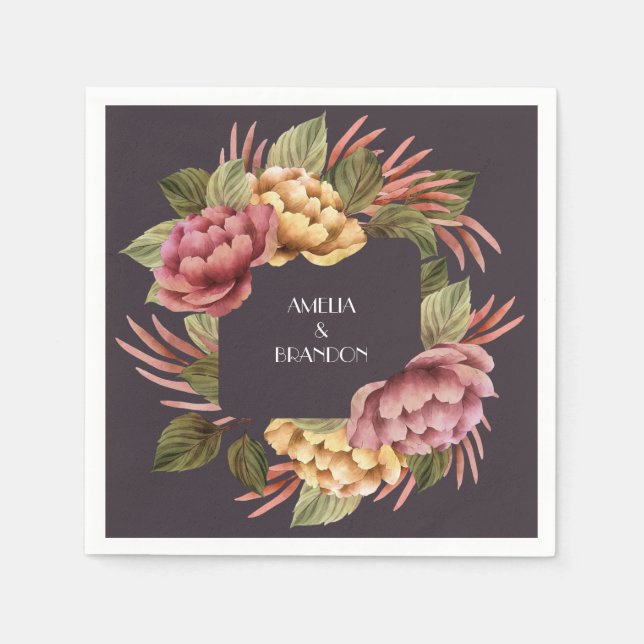 Guardanapo De Papel Floral Escuro e Moody (Frente)