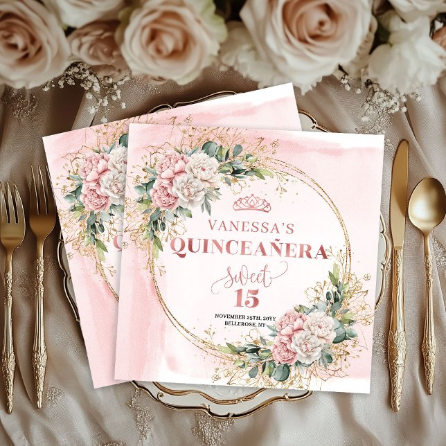 Guardanapo De Papel Floral Eucalyptus Napkins in Blush Pink for Quince (Floral Eucalyptus Napkins in Blush Pink for Quince)