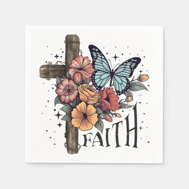 Guardanapo De Papel Floral Faith Cross (Frente)