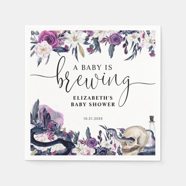 Guardanapo De Papel Floral Halloween Skull Baby está criando Chá (Frente)