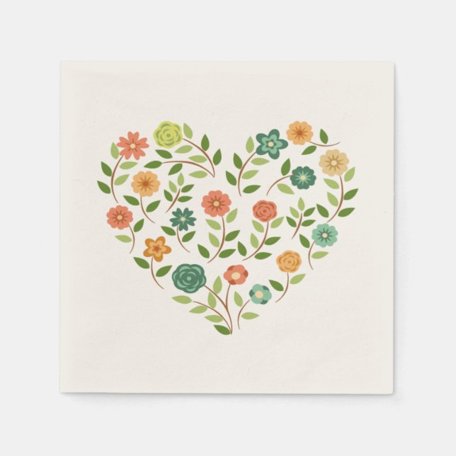 Guardanapo De Papel Floral Heart Napkin (Frente)
