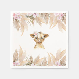 Guardanapo De Papel Floral Highland Cow Napkins
