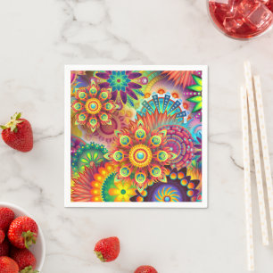 Guardanapo De Papel Floral Mandala Collage Psicedélico