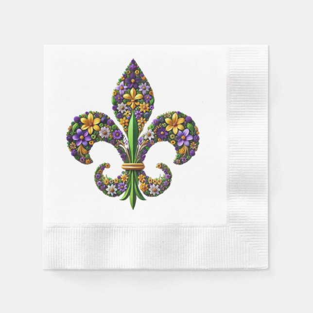 Guardanapo De Papel Floral Mardi Gras fleur de lis (Frente)