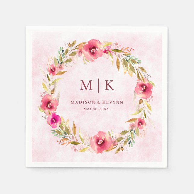 Guardanapo De Papel Floral Mínimo e Chic | Casamento (Frente)
