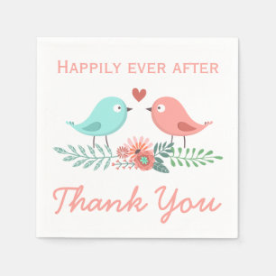 Guardanapo De Papel Floral Obrigado Ao Casamento Azul E Rosa C
