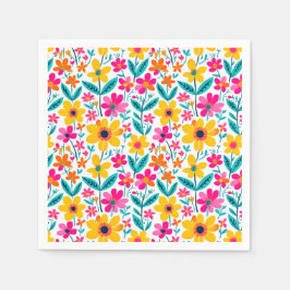 Guardanapo De Papel Floral Ousado Pintado à Mão