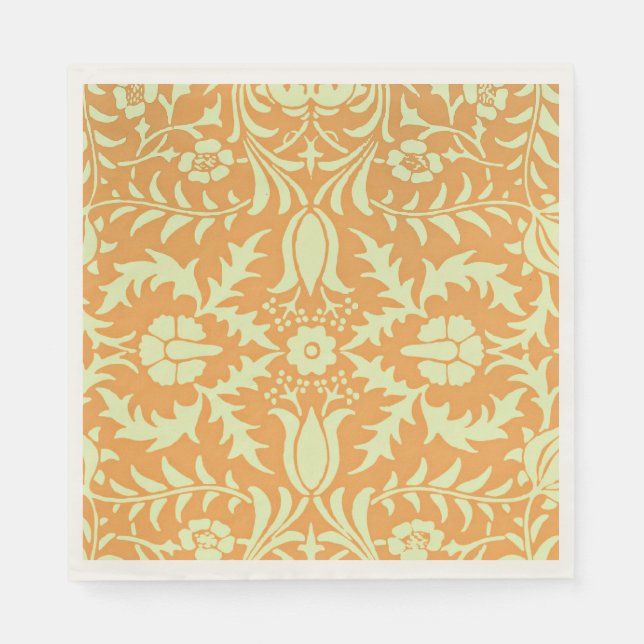 Guardanapo De Papel Floral Pattern, gold and pastel yellow design, (Frente)
