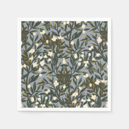 Guardanapo De Papel Floral pattern on  dusty blue-gray background
