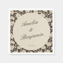 Floral Preto Marfim Casamento Personalizado