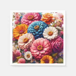 Guardanapo De Papel Floral/Primavera Zinnia/Rosa