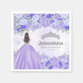 Guardanapo De Papel Floral Purple Dress Princesa Tiara Quinceanera