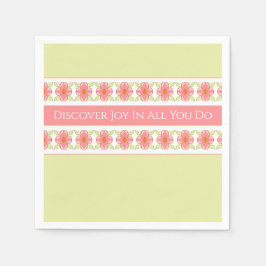 Guardanapo De Papel Floral Rosa Com Verde Claro