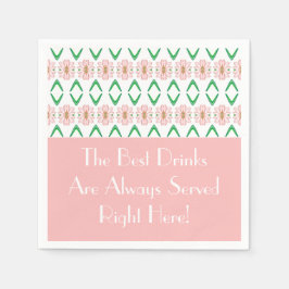 Guardanapo De Papel Floral Rosa com Verde e Branco