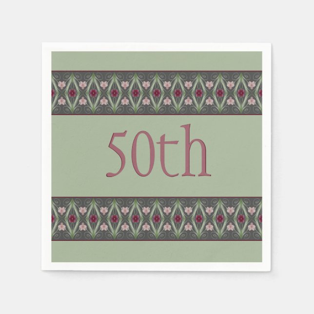 Guardanapo De Papel Floral Rosa E Borgonha (Frente)