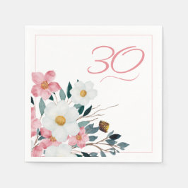 Guardanapo De Papel Floral Rosa Empoeirada Aniversário de 30 anos