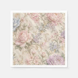Guardanapo De Papel Floral Rosa Peônia Rosa Chic Desgastado Vintage