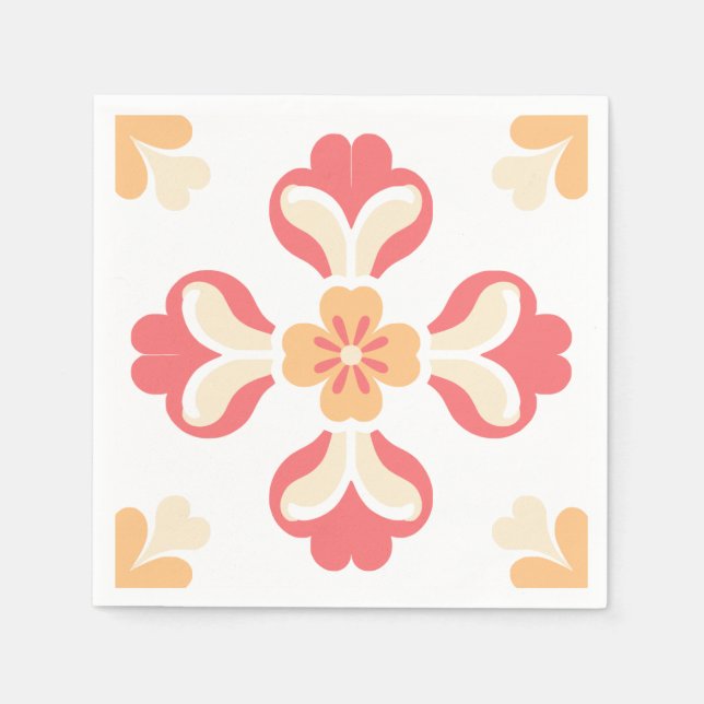 Guardanapo De Papel Floral Rosa Pêssego (Frente)