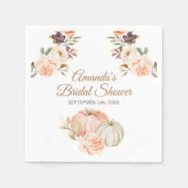 Guardanapo De Papel Floral Rustico de Abóbora Verde Outono Pêssego