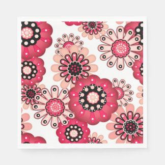 Guardanapo De Papel Floral rústico retrô vermelho e branco