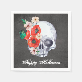 Guardanapo De Papel Floral Skull Halloween