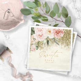 Guardanapo De Papel Floral Sparkles Sweet Six Dourado ID912