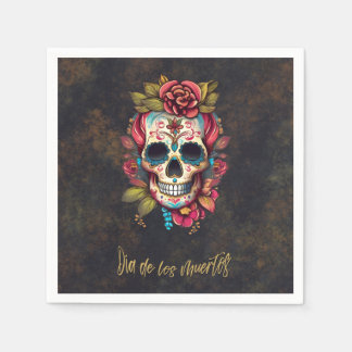 Guardanapo De Papel Floral Sugar Skull Dia de los Muertos Party