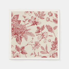 Guardanapo De Papel Floral Toile Floral Vermelho Francês