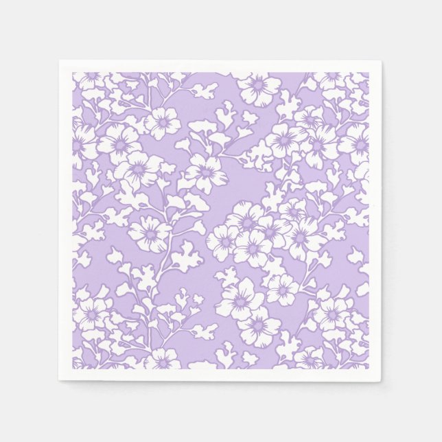 Guardanapo De Papel Floral Trellis White - Purple  (Frente)