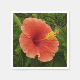 Guardanapo De Papel Floral Tropical de Flor de Hibiscus Laranja