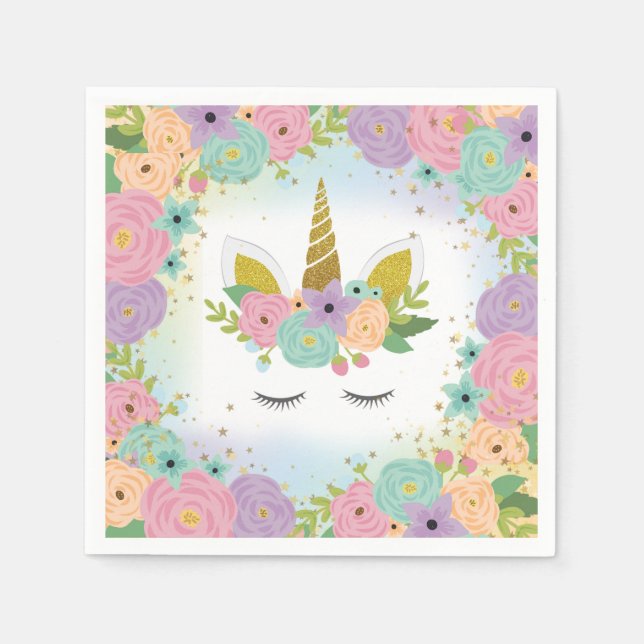 Guardanapo De Papel Floral Unicorn Napkin (Frente)