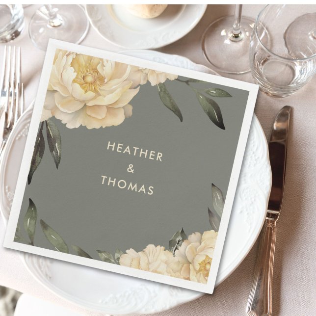 Guardanapo De Papel Floral Verde Amarelo Elegante (Criador carregado)