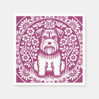 Guardanapo De Papel Floral Vitoriano de Cor Personalizada de Schnauzer