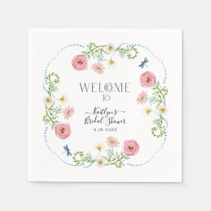 Guardanapo De Papel Floral Wildflower Daisy Boho Elegante Chá de panel