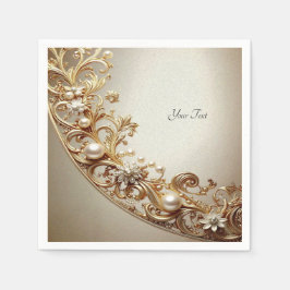 Guardanapo De Papel Floreado Dourado Ornamentado