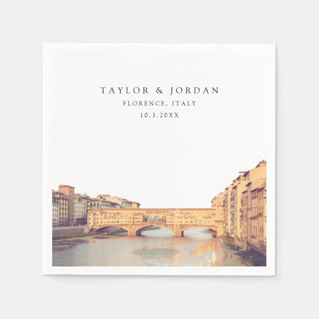 Guardanapo De Papel Florence Itália Papel De Casamento Cocktail Napkin (Frente)