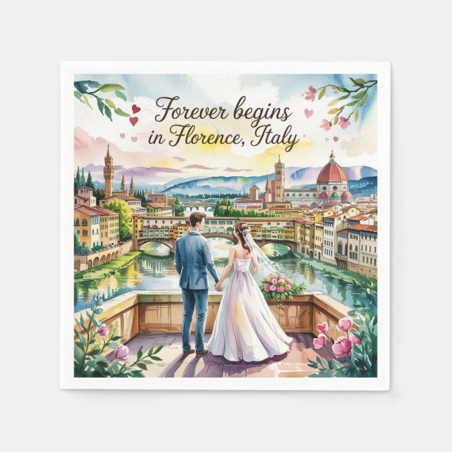Guardanapo De Papel Florence Italy Wedding (Frente)