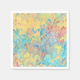 Guardanapo De Papel Florentine Peacock Feather Marbled Paper Napkins