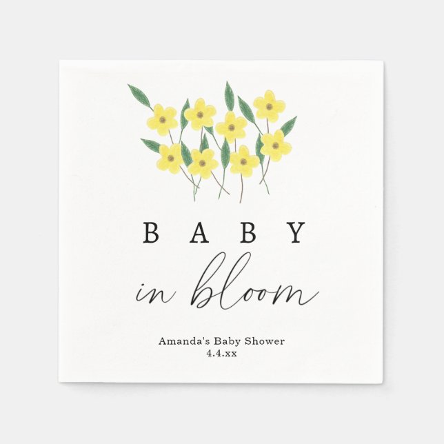 Guardanapo De Papel Flores Amarelas - Bebê na flor (Frente)