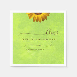 Guardanapo De Papel Flores Amarelas no Casamento Verde Abstrato