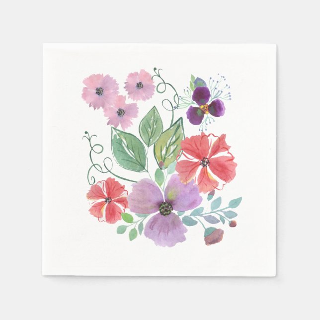 Guardanapo De Papel Flores aquarelas. (Frente)